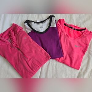 3 NIKE Dry-Fit Womens Medium Athletic Work-Out Shirts Size Medium